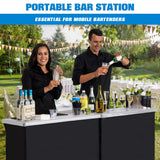 GoBar Portable Double Bar Table Set - Mobile Bartender Station for Events - Includes Carrying Case - Standard or LED GoPong
