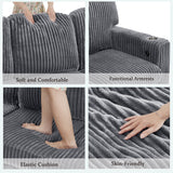 Ball & Cast L-Shaped Sleeper Sofa Bed,5 Seater Sectional Couch with Pull Out Bed and USB Charging,Cupholders & Storage Seats,Convertible Sofa Bed for Living Room,Apartment,Corduroy Fabric,Gray,81" Ball & Cast