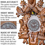 TIMEGEAR Cuckoo Clock with Automatic Night Mode, Hand Carved Deer Head and Wooden Decorations (Brown) TIMEGEAR