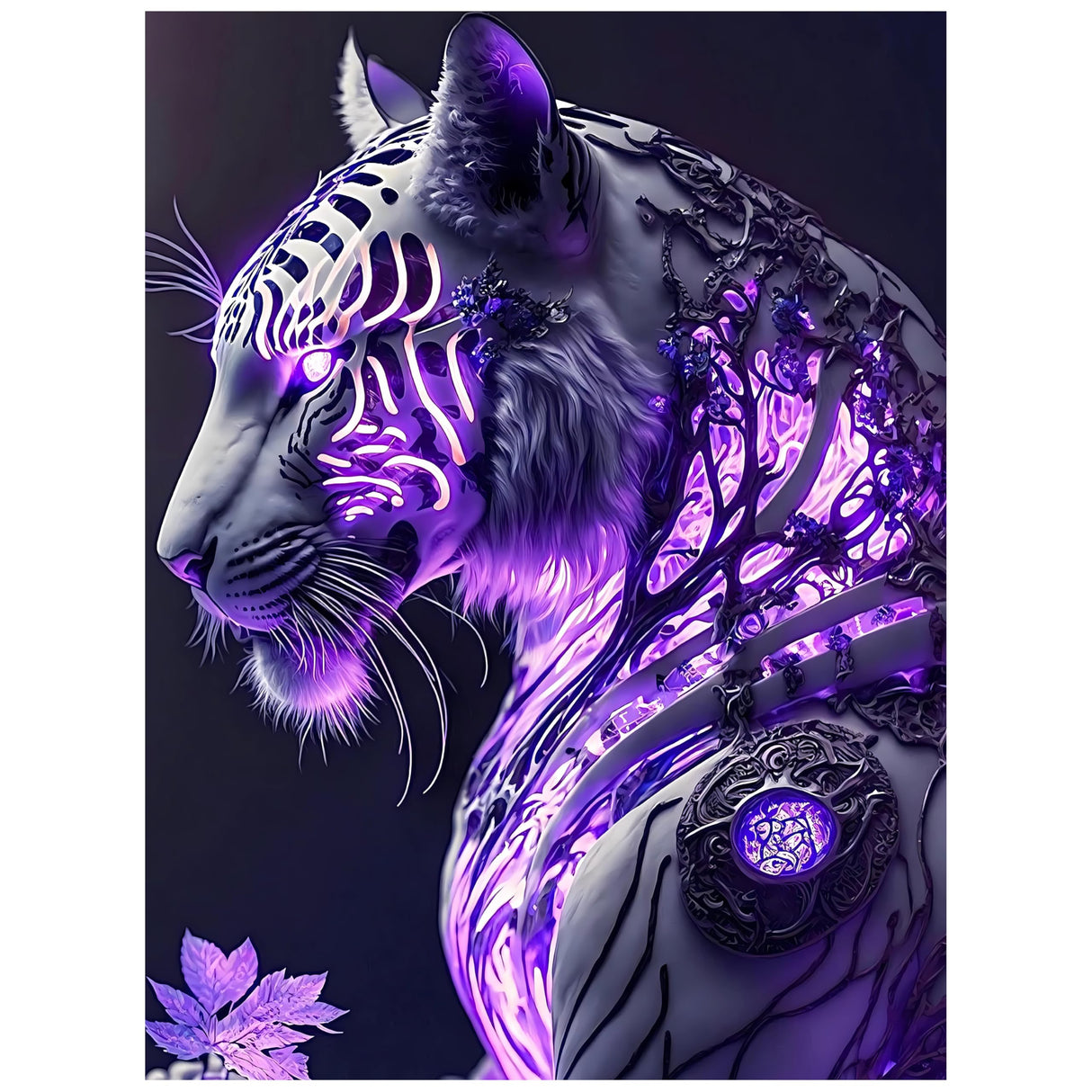 Diamond Art Kits for Adults, 5d DIY Full Drill Purple Pattern White Tiger Diamond Painting Kits for Adults Beginners, Diamond Painting Art Craft Kits for Adults, Wall Home Decor(No Frame) 12x16 Inch GVYGVY