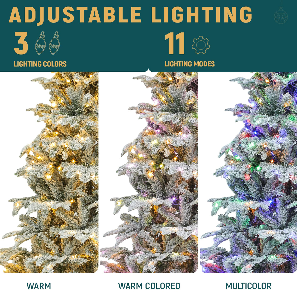 YITAHOME Pre-Lit Flocked Artificial Christmas Tree with Remote, 6.5 FT Snow Flocked Natural Layered Christmas Tree with 760 PE & PVC Mixed Tips and 350 Lights for Home, Office, Party Decoration YITAHOME