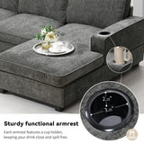 Merax Modern U-Shaped Cloud Couch Set with Oversized Chaise Lounge, Chenille 6-Seat Sectional Sofa Sleeper Bed with Cup Holders for Living Room Dark Gray Merax