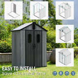Domi 5x3 FT Outdoor Resin Storage Shed, All-Weather Double-Wall Storage Building for Backyard, Garden, Lawn Tools, Mower, Bike & Pool Equipment, Lockable Doors, Ventilated Roof, Grey domi outdoor living