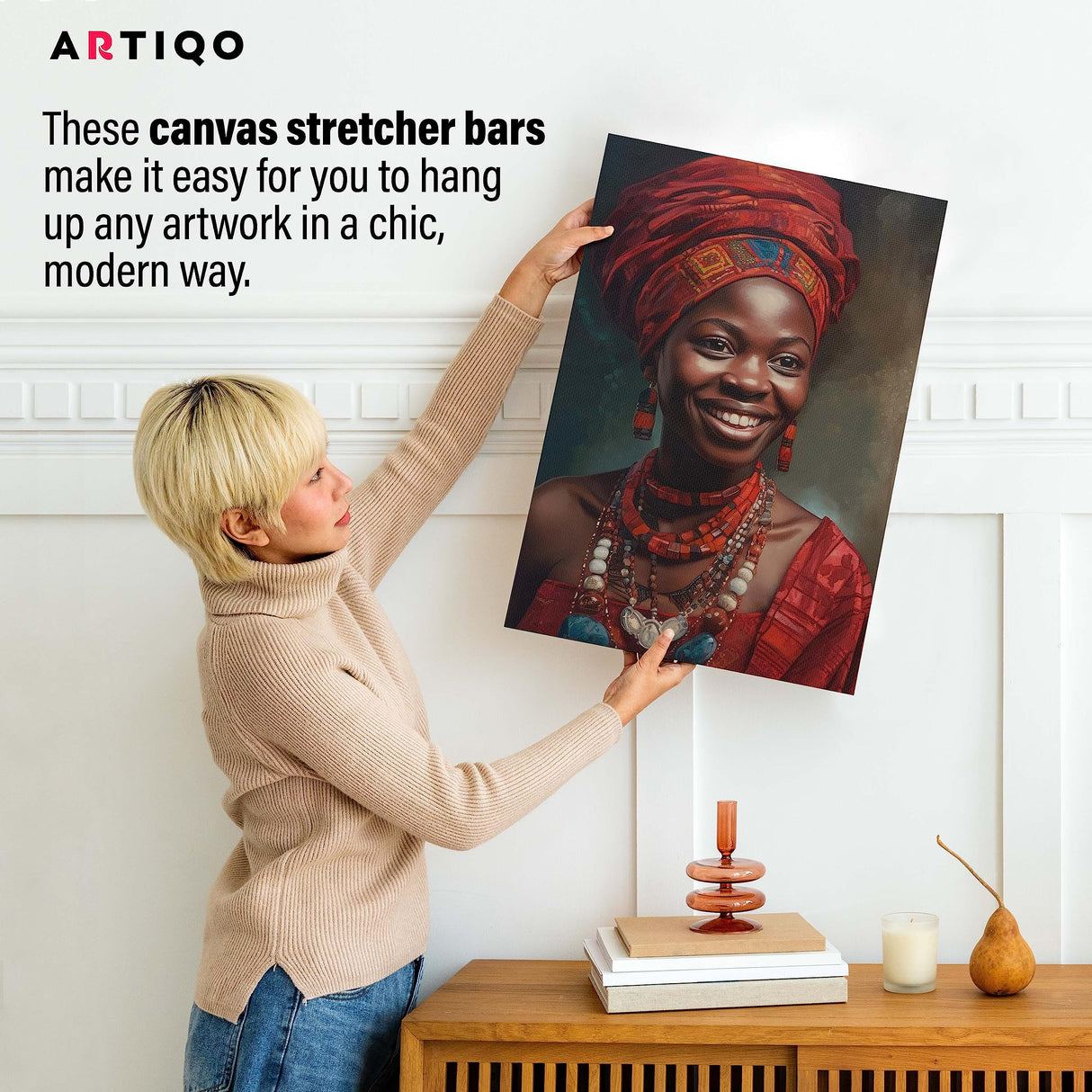 ARTIQO DIY Canvas Stretcher Bars 16x20 Inch Canvas Frame - Easy to Assemble, Gallery Wrap Oil Frame Kits Canvas Wood Stretcher Bars- for Oil Paintings, Prints, Paint by Numbers & Posters ARTIQO