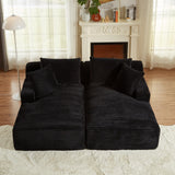 Tmsan 78.8" Oversized Double Chaise Lounge Sofa Indoor, Corduroy Boneless Couch Bed Comfy Foam Compressed Cloud Loveseat Sleeper Chair for Living Room Apartment Office Tmsan