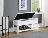 Roundhill Furniture Rouen Clean White Seating Bench with Shoe Storage, Roundhill Furniture