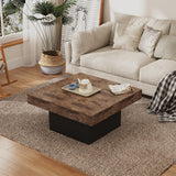 LIVEHOM Square Coffee Table, Wooden Engineered Wood Look Center Tables with Thick Base, Center Accent Table for Living Room LIVEHOM