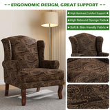 UIXE High Back Accent Chair, Fabric Upholstered Armchair for Living Room, Wingback Retro Arm Chair Comfy Single Sofa Bedroom Reading Seat - Cranberry Floral UIXE