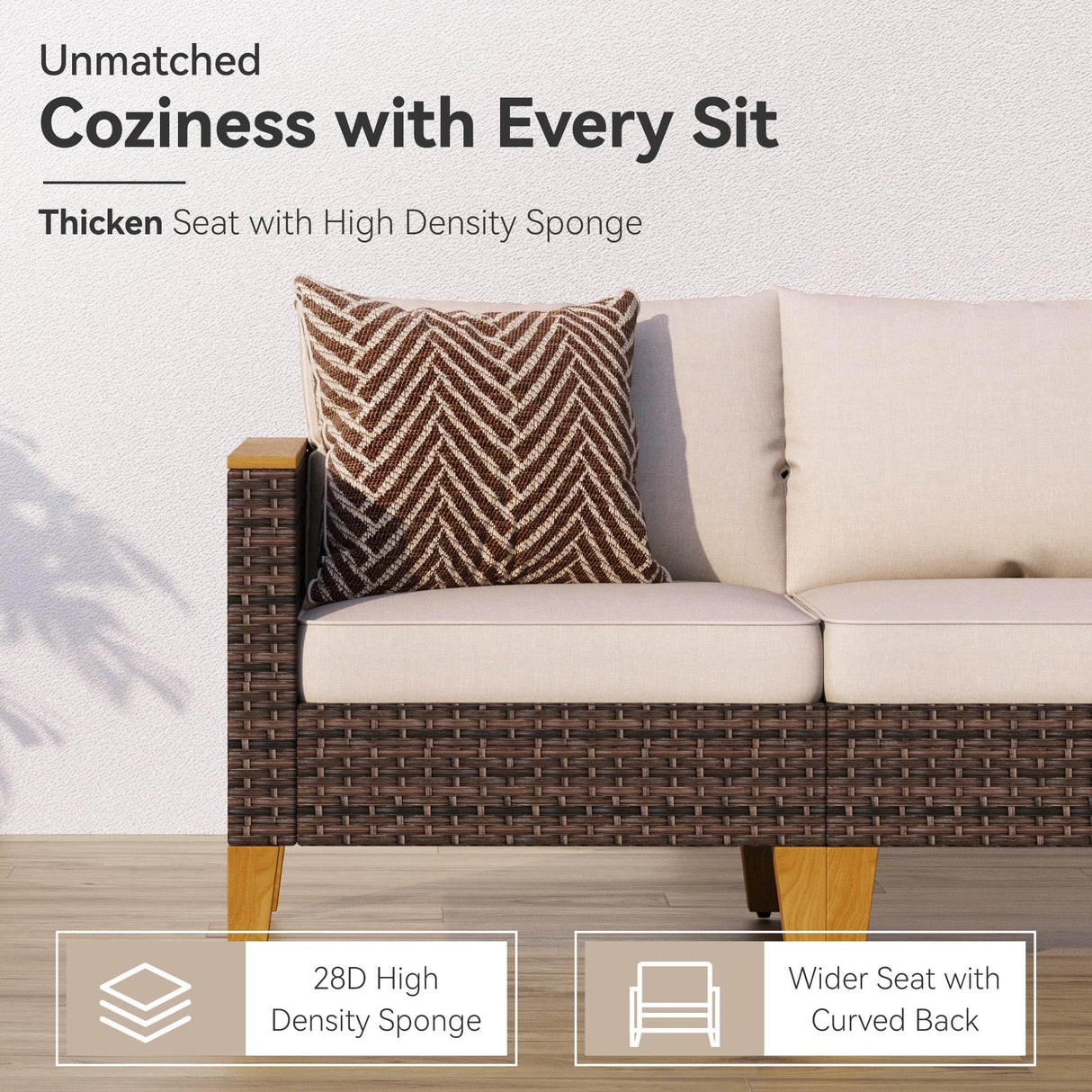 GREEN PARTY 9 Pieces Wicker Patio Furniture Set with 56" Fire Pit Table, All-Weather Outdoor Rattan Patio Sectional Sofa Conversation Set 9 Seats with 4" Thick Cushions for Garden, Backyard GREEN PARTY