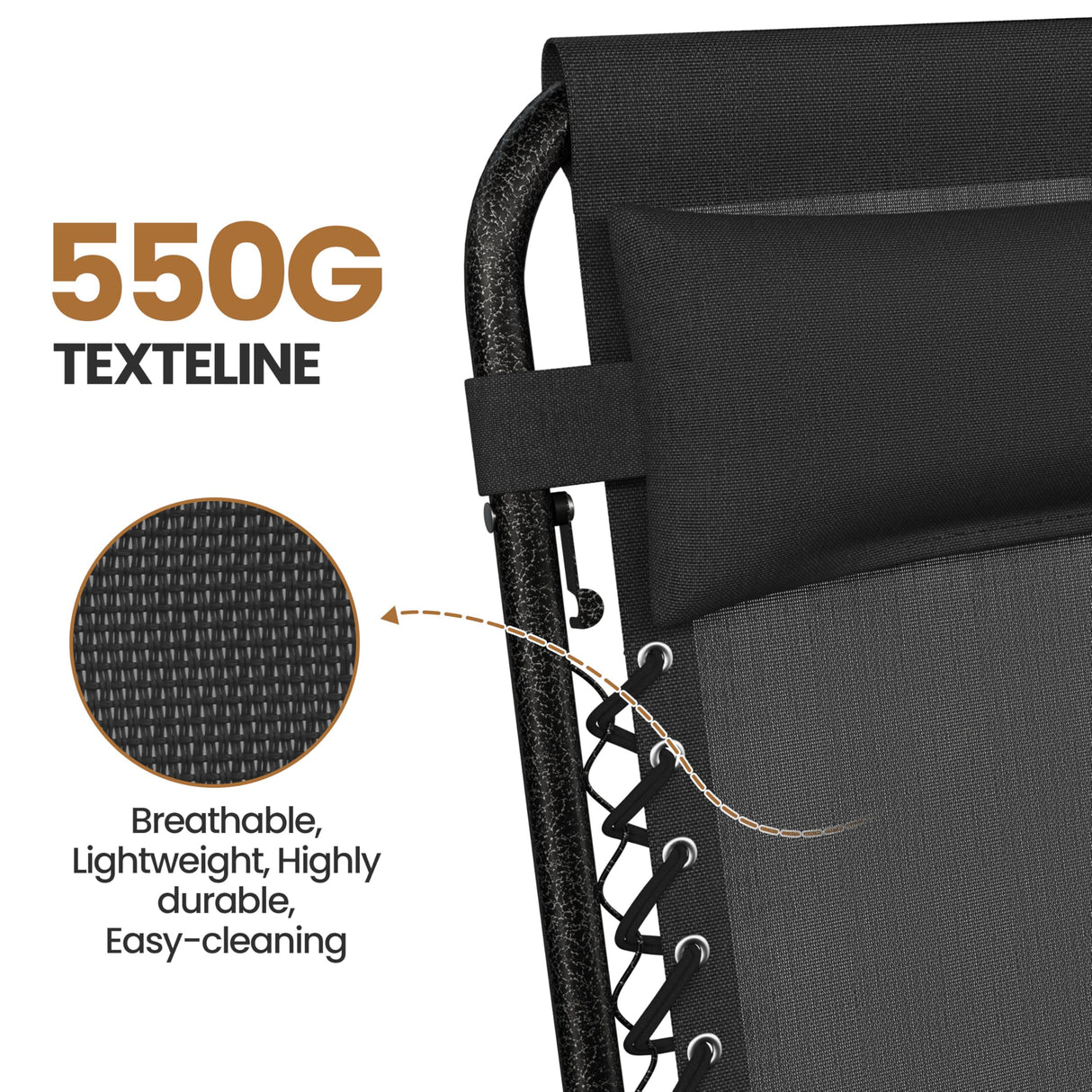 Yaheetech Zero Gravity Recliners Outdoor Adjustable Folding Reclining Lounge Chairs w/Pillows, Cup Holder Trays and Carry Strap for Patio Backyard Beach Black Set of 2 Yaheetech