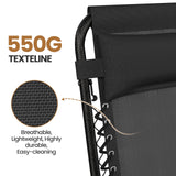 Yaheetech Zero Gravity Recliners Outdoor Adjustable Folding Reclining Lounge Chairs w/Pillows, Cup Holder Trays and Carry Strap for Patio Backyard Beach Black Set of 2 Yaheetech