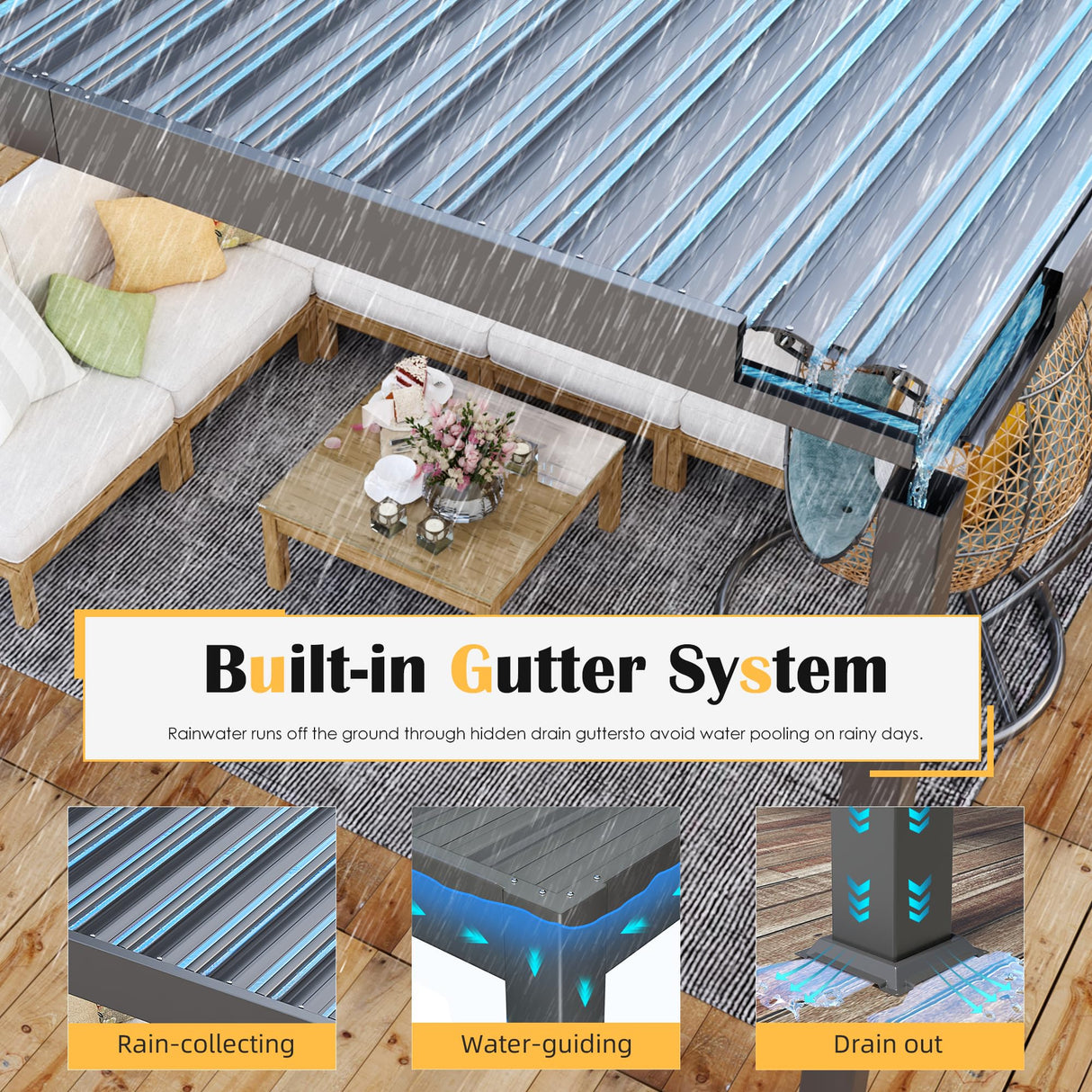 Airwire Pergola 10x20 Ft Louvered Pergola Aluminum Outdoor Pergolas W/Adjustable Roof, Waterproof Curtains and Nets Outdoor Gazebo for Deck,Patio,Backyard and Garden AirWire