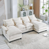 UPHYB 110.2" U Shaped Cloud Couch, Comfy Sectional Sofa Couches for Living Room, Modern Chenille 4 Seat Upholstery Couch with Double Chaise and Double Layer Cushions UPHYB