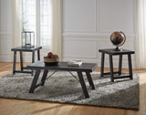 Signature Design by Ashley Noorbrook Farmhouse 3-Piece Table Set, Includes Coffee Table and 2 End Tables, Black Signature Design by Ashley