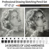 Qionew Professional Sketching Pencil for Drawing,14 Pack, Graphite Pencils, (12B-5H), Art Pencils for Drawing and Shading, Sketching, Ideal for Beginners & Pro Artists Qionew