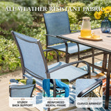 HERA'S HOUSE Outdoor Dining Set 5 Piece Patio Table and Chairs Set, 4 x Textilene Dining Chair, 37" Square Wood Look Dining Table, for Lawn Garden Backyard Deck (Blue Chair x 4, 37" Square Table) HERA'S HOUSE