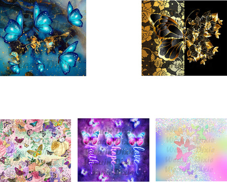 Butterfly Tumbler Sublimation Prints-Ready To Press Prints Bundle Generic