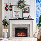 Aitjunz 45" Flip Top Electric Fireplace with Mantel, Electric Fireplace Heater, TV Stand with Freestanding Electric Fireplace, Remote Control, Adjustable Flame Level for Living Room (White) Aitjunz