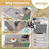 HOOOWOOO Outdoor Sectional Furniture Set with Fire Pit Table,9 Pieces Wicker Patio Conversation Sets,L Shape All Weather Outside Couch Sofa Set with Swivel Chairs Solar Table Ottoman,Charcoal Gray HOOOWOOO