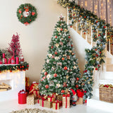 Yaheetech 6ft Artificial Christmas Tree, Snow Flocked Christmas Tree w/64 Pinecones, 920 Frosted Tips, Pre-Decorated Tree for Holiday Party Decoration Yaheetech