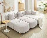 VANOMi 109.84" Modular Sectional Sofa with 3 Pillows, Convertible 5-Seater Comfy Boucle Cloud Couch with Ottoman, Modern Sectional Sofas for Living Room, Office, Apartment (Camel) VANOMi