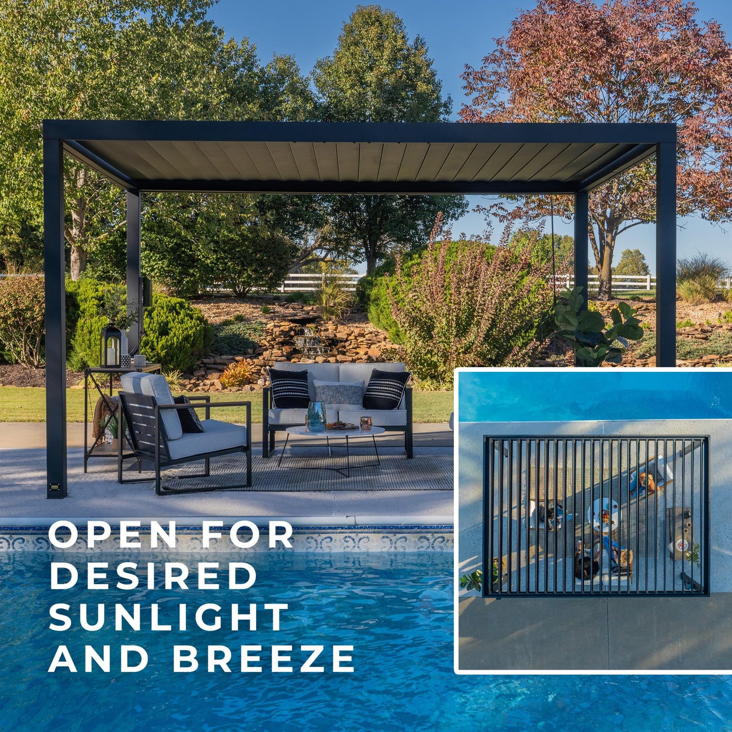 Backyard Discovery Sarasota Steel Louvered Pergola 14 x 10, Outdoor Pergola with Adjustable Roof, Sun and Rain Protection, Easy Installation Pergola