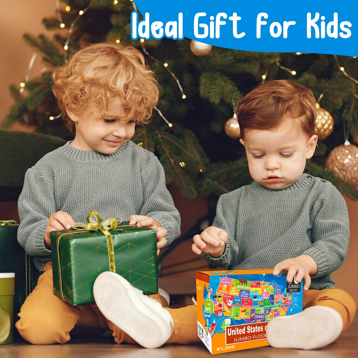 Jumbo Floor Puzzle for Kids,USA Map Puzzle Jigsaw Geography Puzzles,70 Piece US Map Puzzle 50 States with Capitals,United States Puzzle for Ages 3-5,Preschool Learning Toys Gift for 4-8 Years Old IFLOVE