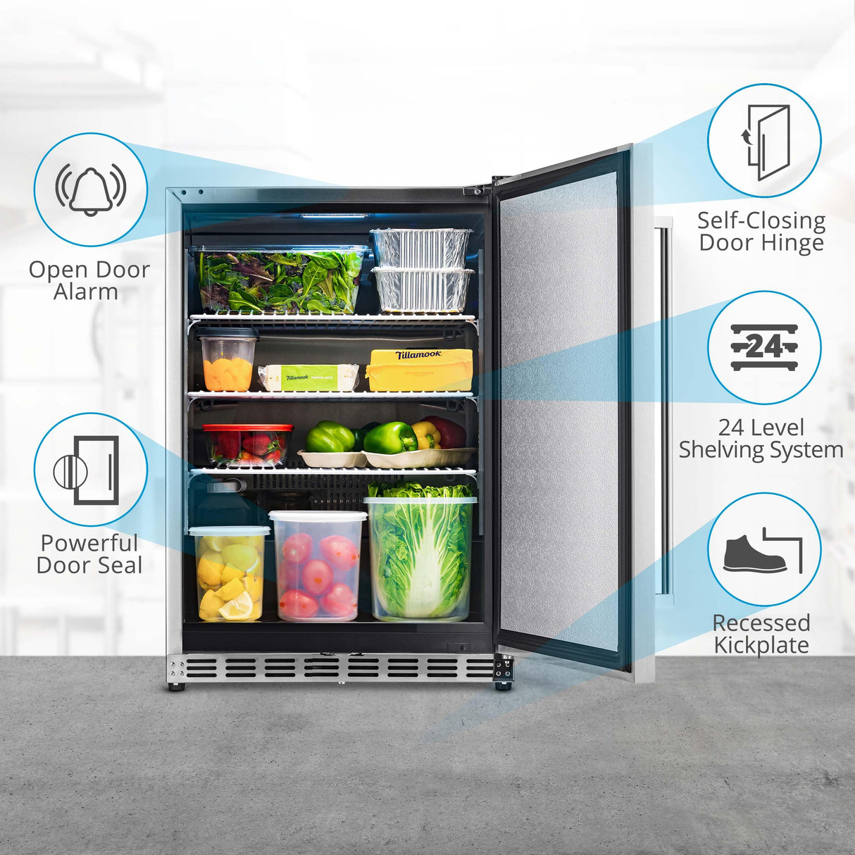 NewAir 24" Outdoor Beverage Refrigerator | 5.3 Cubic Feet Storage| Weatherproof Stainless Steel Fridge | Built-In or Freestanding Outdoor Patio Fridge For Beer, Wine, Food NCR053SS00 NewAir