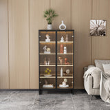 EUREKA ERGONOMIC Curio Cabinet with LED Lights, 4-Tier Adjustable Shelves Display Storage Cabinet Tempered Glass Door Tall Showcase for Collectibles Figurines Home Office Living Room Bedroom, Walnut EUREKA ERGONOMIC
