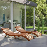 Flamaker Lounge Chairs for Outside Folding Acacia Wood Chaise Lounge with Side Handle Sun Lounger for Poolside, Lawn, Backyard (2 Piece) Flamaker