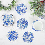 Diamond Art Coaster Blue Flower Diamond Painting Kits 5D DIY Acrylic Diamond Coasters with Cork Base and Holder for Adults DIY Craft, 8 PCS Augisteen