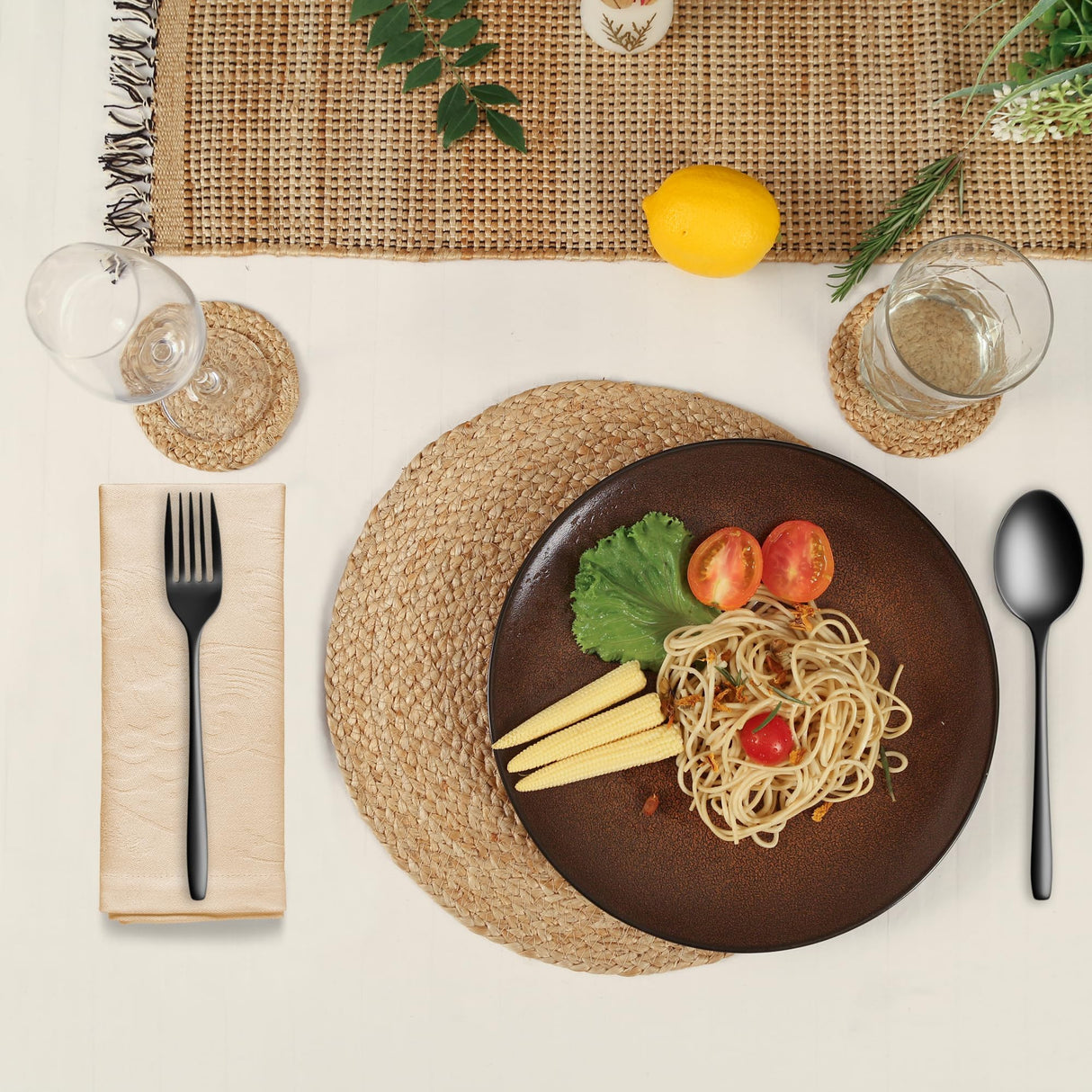 Eco Crave Jute Round Woven Placemats Set of 6, Natural 13 Inch Boho Farmhouse Rustic Hand Woven Place mat for Dining Table Decor, Wicker Chargers Heat Resistant Easy to Clean and Non-Slip Placemat Eco Crave