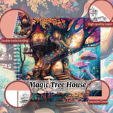 Spiral Bound Adult Coloring Book, 24 Pages Magic Treehouse Coloring Books for Relaxation and Stress Relief, Single Sided Pages Thick Paper Mindfulness Adult Coloring Book WoodArtSupply