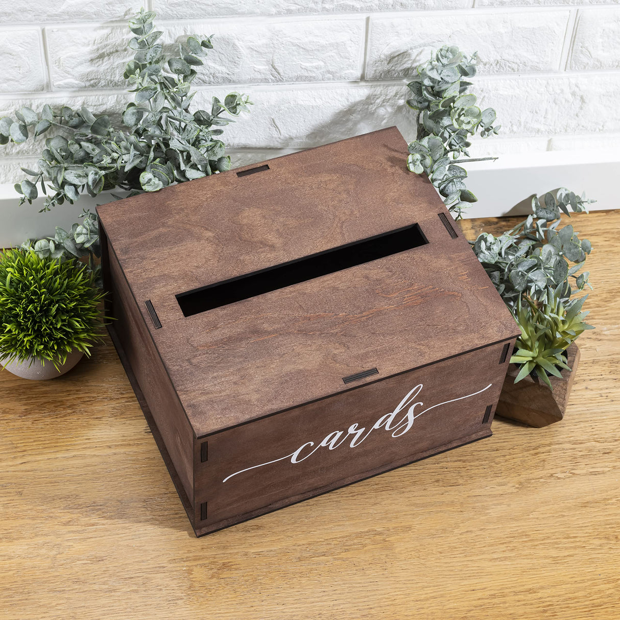 Wooden Wedding Card Box with Slot & Lid | Decorations for Reception for Wedding Gifts & Money | Baby & Bridal Shower, Graduation - Standard Size Heather & Willow