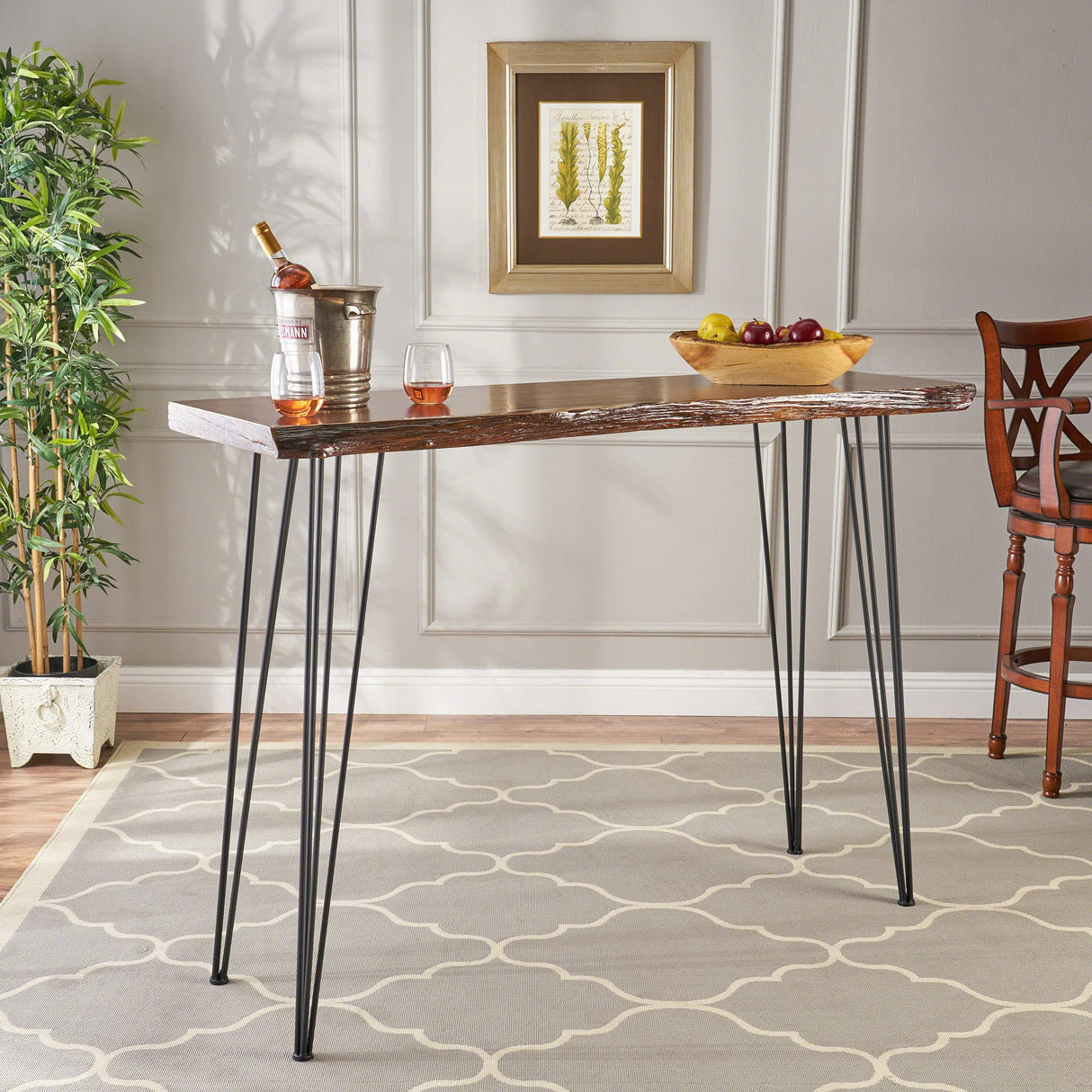 Chana Industrial Faux Live Edge Rectangular Bar Table by Christopher Knight Home Christopher Knight Home