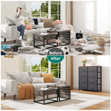 DWVO Dresser for Bedroom, Fabric Dresser with 8 Drawers, Tall Dresser, Double Dresser, Chest of Drawers for Closet, Living Room, Sturdy Steel Frame, Wooden Top, Easy Pull Handle DWVO