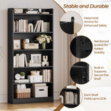 Yaheetech 6-Tier Open Bookcase and Bookshelf, Modern Simple Floor Standing Display Storage Shelves with Top Open Compartment for Home Office, Study, Living Room - Black Yaheetech