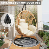 LUTINLIX Oversized Hanging Egg Chair Outdoor Indoor, Wicker Swing Egg Chair with Stand 400lbs Capacity for Bedroom, Patio, Garden and Balcony (Beige-nest, Oversize) LUTINLIX
