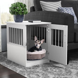 ClosetMaid Pet Crate End Table Furniture for Small Dogs or Cats Under 12 lbs, White Wood Finish ClosetMaid