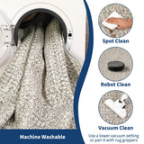 Garvee Printed Rug (Not Woven!) 8x10 Living Room Area Rug Non-Slip Washable Rugs, Farmhouse Scalloped Large Bedroom Rugs Stain Resistant Ultra-Thin Foldable Carpet for Nursery Dining Room Garvee