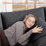 Vesgantti 109" U Shaped Cloud Sectional Sofa, Comfy Corduroy Upholstered Sectional Modular Sofas for Living Room, Modern Modular Couch with 2 Ottoman Deep Seat, Dark Grey Vesgantti