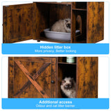 Hey-brother Cat Tree with Litter Box Enclosure, Modern Cat Tower for Indoor Cats with Large Platform, Condo Food Station and 2 Hammocks, All-in-one Cat Furniture, Wood Rustic Brown MPJ115SR Hey-brother