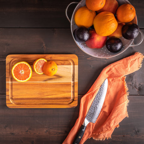 Lipper International 7215 Teak Wood Edge Grain Kitchen Cutting and Serving Board, Small, 12" x 9" x 5/8" Lipper International