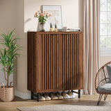 Tribesigns Shoe Cabinet with Shutter Doors, 6-Tier Entryway Shoe Cabinet with Adjustable Shelves, Wooden Modern Rack Organizer for Entryway, Hallway, Closet, Living Room, Walnut Tribesigns