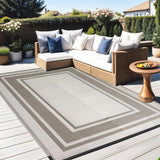 RURALITY Outdoor Rugs 8x10 Waterproof for Patios Clearance,Plastic Straw Mats for Backyard,Porch,Deck,Balcony,Reversible,Geometric RURALITY