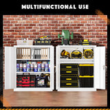 Greenvelly Metal Storage Cabinet with Lock,36" White Lockable Storage Cabinet with Doors and Adjustable Shelves, Locking File Cabinet for Garage,Home,School,Pantry Greenvelly