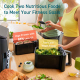 COSORI 9Qt 10-in-1 Dual Air Fryer, Fresh Balanced Meals for Family and Children with Double Baskets, Sync Cook & Finish to Bake, Roast, Reheat, Broil & 130 Recipes for Easy Cooking, Dishwasher Safe COSORI