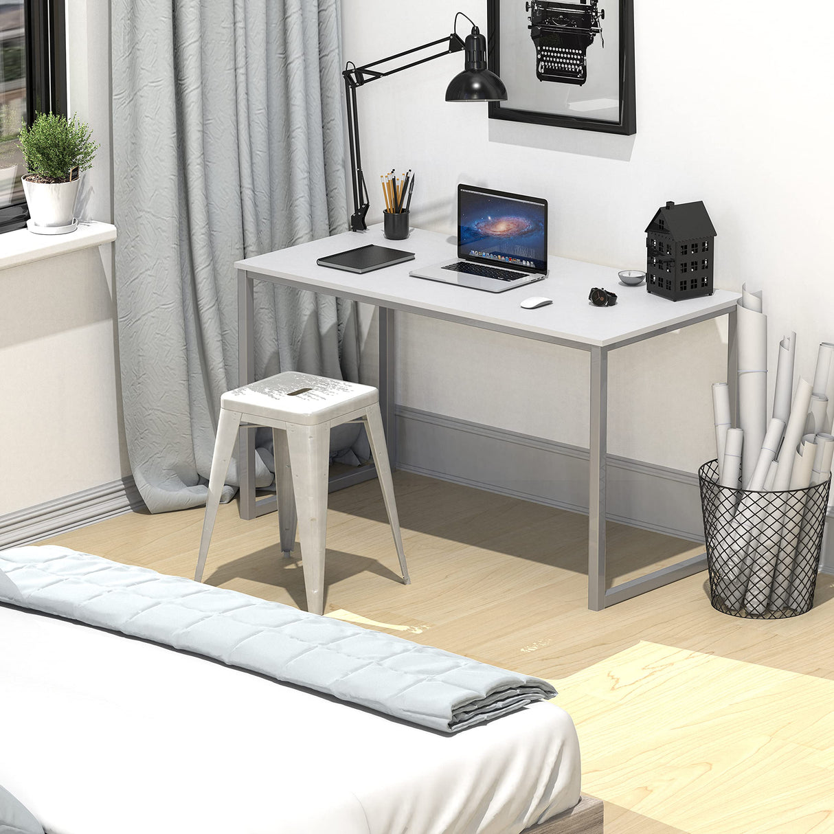 SHW Mission 40-Inch Home Office Computer Desk, White SHW