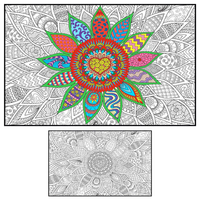 Mandala Coloring Poster for Adults and Kids - Large Wall Coloring Poster for Classroom Office Family - Giant Coloring Posters Collaborative - Big Coloring Sheet - Huge Coloring Page Jumbo Floor Size