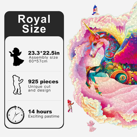 MYS Aurora Wooden Jigsaw Puzzles for Adults, Unicorn Jigsaw Puzzles 925 Pieces, Unique Animal Shaped Wooden Puzzles for Adults and Kids, Family Game 23.3x22.5 Inch Mys Aurora